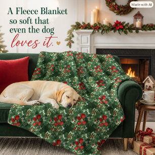 Christmas Holly Fleece Soft, Warm  Blanket