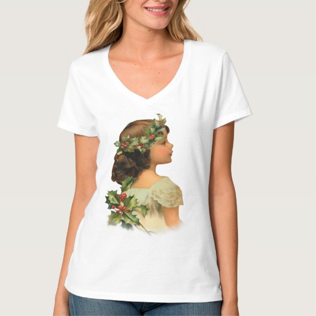 Christmas Holly Girl T-Shirt (Front)