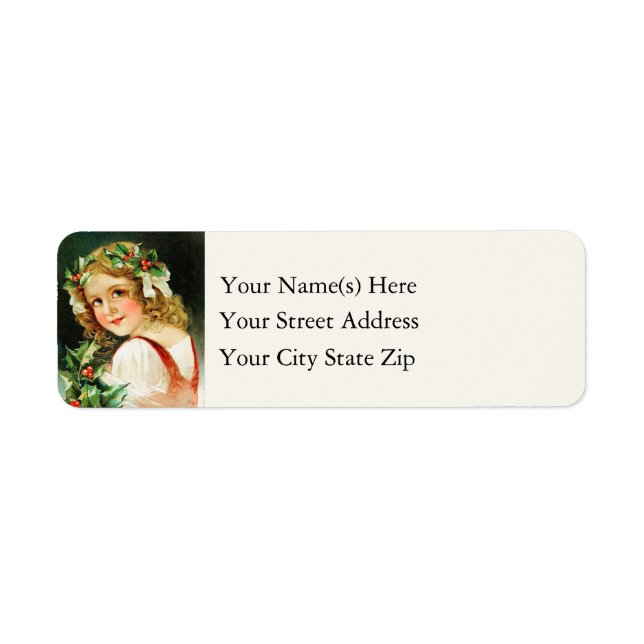 Christmas Holly Girl Vintage Label (Front)