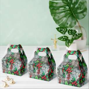 Christmas Holly Graffiti Favor Boxes