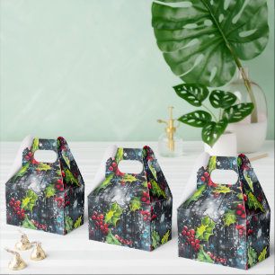 Christmas Holly Graffiti Favor Boxes