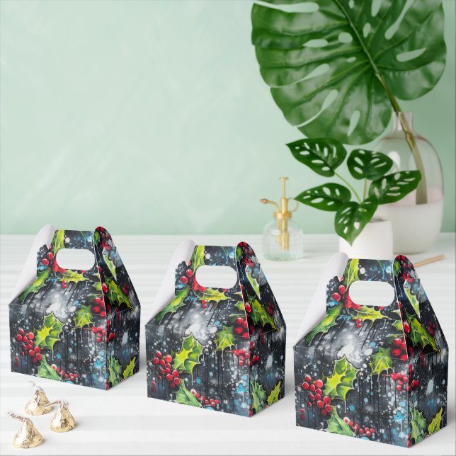 Christmas Holly Graffiti Favor Boxes (Multiple)