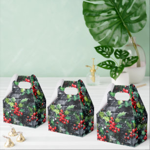 Christmas Holly Graffiti Favor Boxes