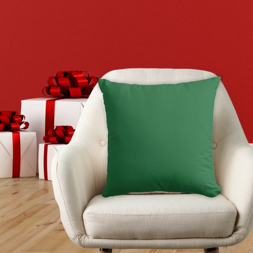 Christmas Holly Green Modern Solid Basic colored  Throw Pillow