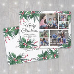Christmas Holly Greenery 6 Photo Collage Botanical Holiday Card<br><div class="desc">Send stylish joyful greetings and share 6 of your favorite pictures with a custom photo collage holiday card. All text on this template is simple to customize to include any wording, such as Merry Christmas, Happy Holidays, Seasons Greetings, New Year Cheers etc. (IMAGE PLACEMENT TIP: An easy way to center...</div>