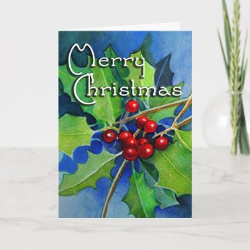 Christmas Holly Greeting Card by goldersbug at Zazzle