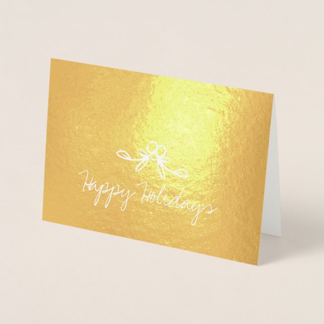 Christmas Holly Happy Holidays Etched Foil Card (Front)