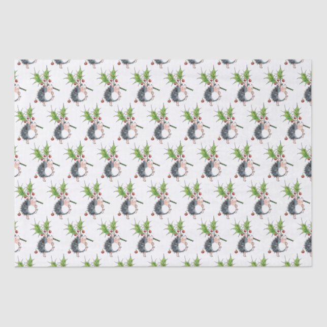 Christmas Holly Hedgehog Tissue Paper (Front)