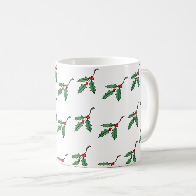 Christmas Holly Holiday Coffee Cup (Front Right)