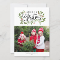 Christmas Holly-Holiday Photo Card