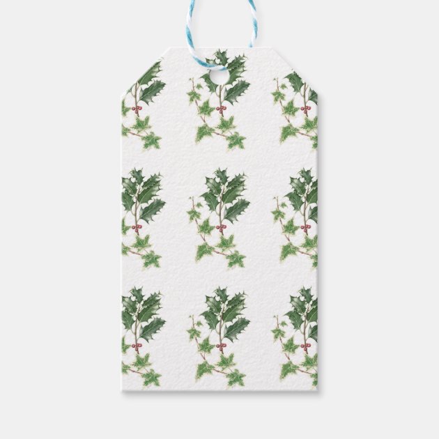 Christmas Holly & Ivy Sprig Botanical Gift Tags