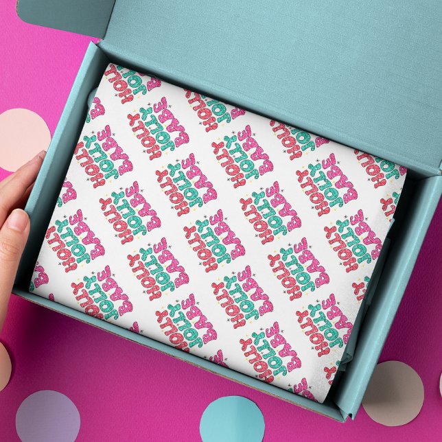 Christmas Holly Jolly Babe Modern Glitter Script Tissue Paper (Creator Uploaded)