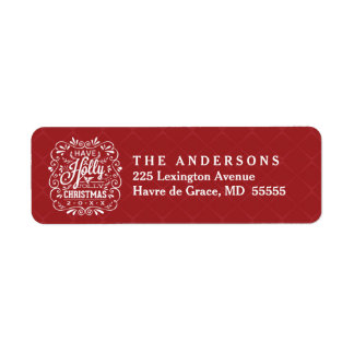 Christmas Holly Jolly Chalk Art Address Labels