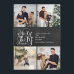 Christmas Holly Jolly Chalkboard 4 Photo Collage Holiday Card<br><div class="desc">An elegant Holly Jolly 4 photo collage holiday design for you to personalize with your favorite photos,  message,  names and year on a chalkboard background. The reverse features falling snowflakes on a matching chalkboard background. Designed by Thisisnotme©</div>