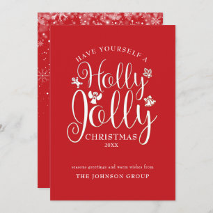 Christmas Holly Jolly Script Office Holiday Card