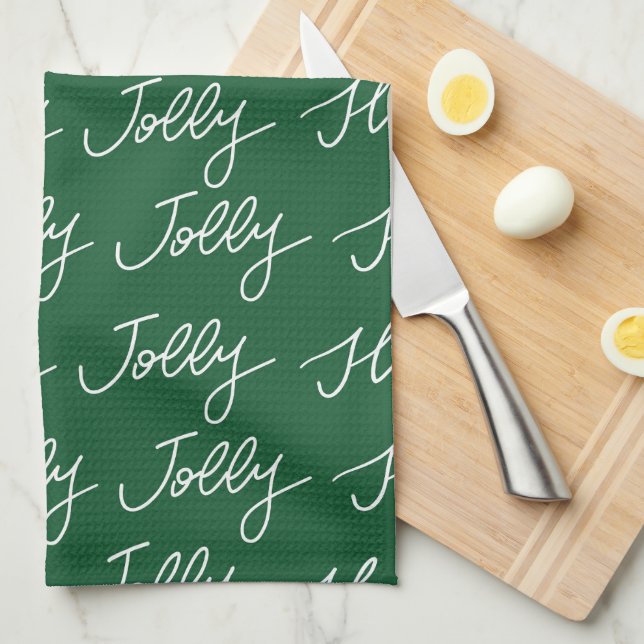 Christmas Holly Jolly tea Kitchen Towel (Quarter Fold)