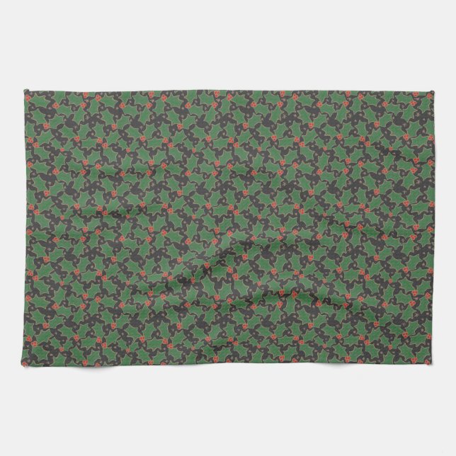 Christmas Holly Kitchen Towel (Horizontal)