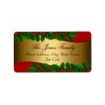 Christmas Holly Leaves Address Labels<br><div class="desc">Christmas Address Labels. Elegant Holly Leaves design.</div>