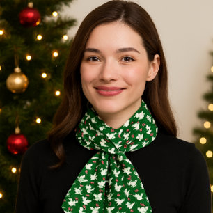Christmas Holly Leaves and Berries Chiffon Scarf