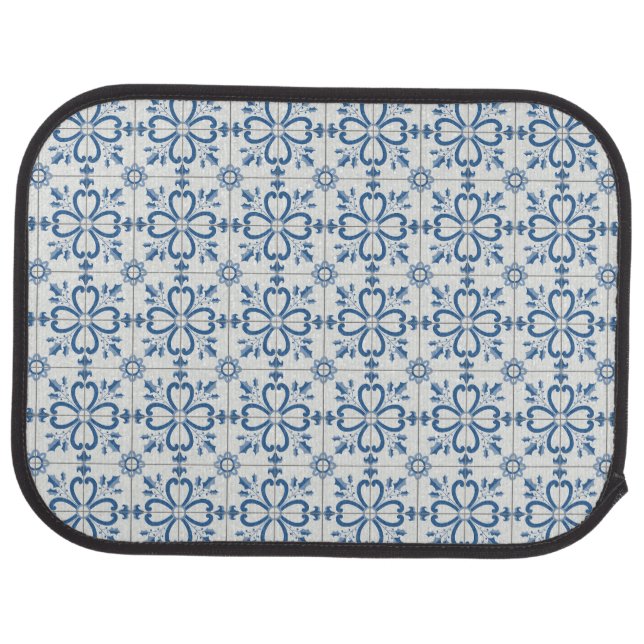 Christmas holly leaves and flowers petals tiles car floor mat (Rear)