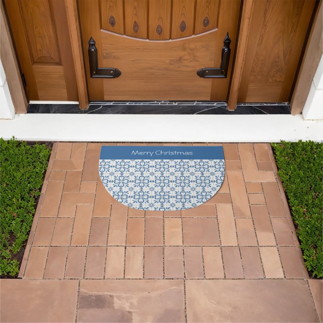 Christmas holly leaves and flowers petals tiles doormat (Outdoor)