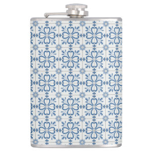 Christmas holly leaves and flowers petals tiles flask
