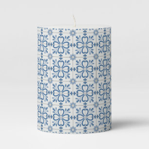 Christmas holly leaves and flowers petals tiles pillar candle