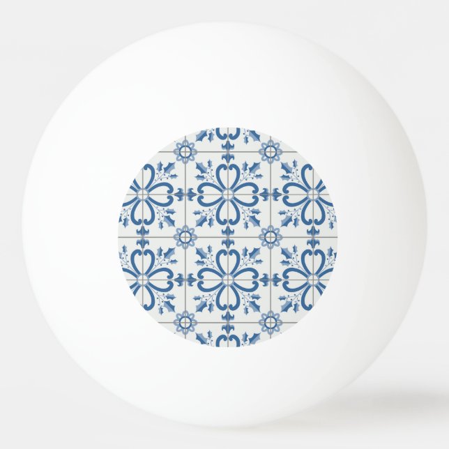 Christmas holly leaves and flowers petals tiles ping pong ball (Front)