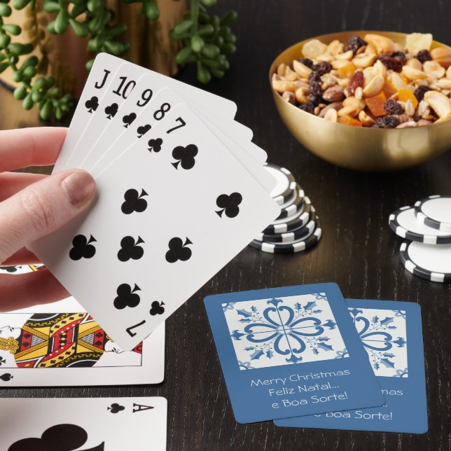Christmas holly leaves and flowers petals tiles poker cards (In Situ)
