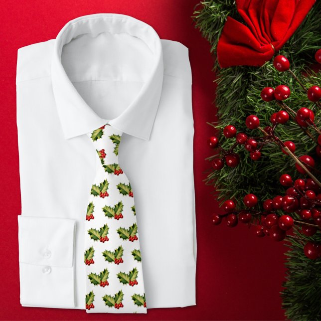 Christmas Holly Leaves & Berries Neck Tie (Creator Uploaded)