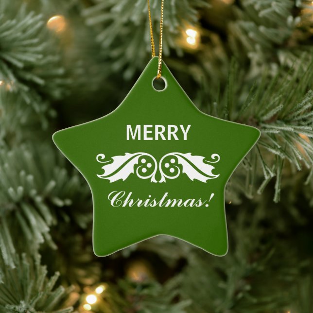 Christmas Holly Leaves Ceramic Ornament (Tree)