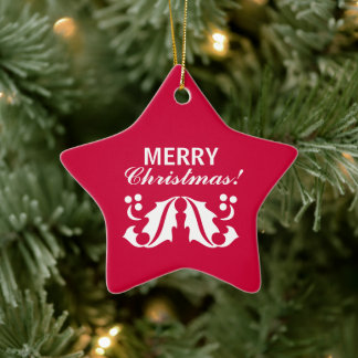 Christmas Holly Leaves Ceramic Ornament