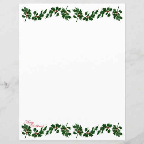 Christmas Holly Letter Paper