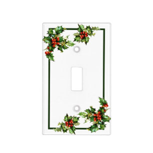 Christmas Holly Light Frame Switch Cover