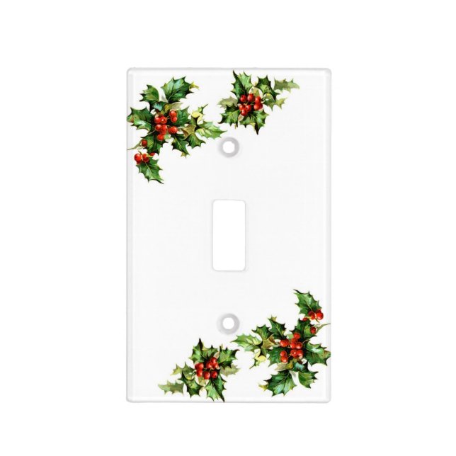 Christmas Holly Light Switch Cover (Front)