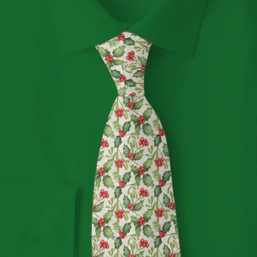 Christmas Holly & Mistletoe Neck Tie