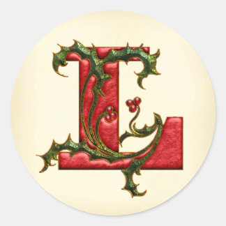Christmas Holly Monogram L Envelope Seals