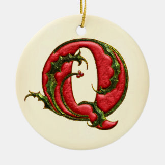 Christmas Holly Monogram Q Ceramic Ornament