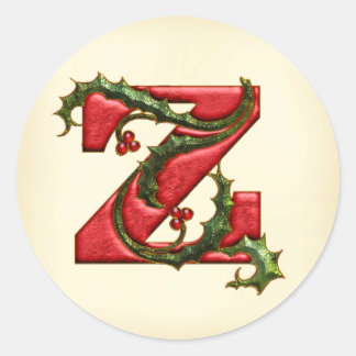 Christmas Holly Monogram Z Envelope Seals