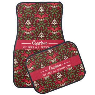 Christmas Holly Name and Slogan Auto Decor Car Floor Mat