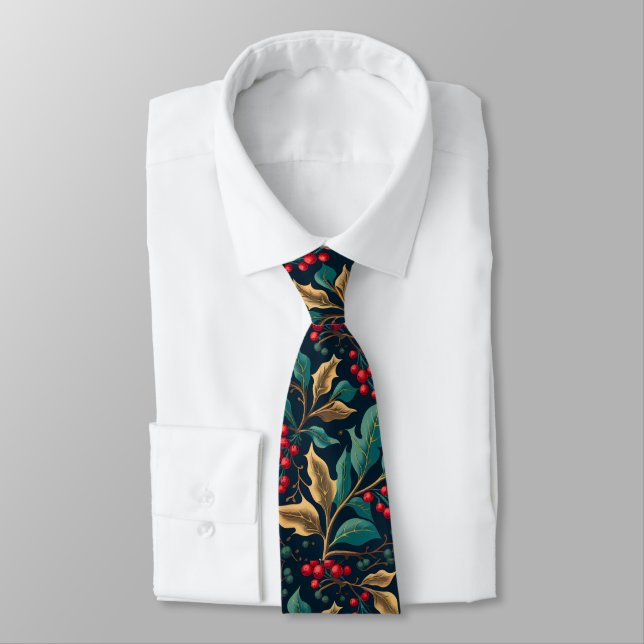 Christmas Holly  Neck Tie (Tied)