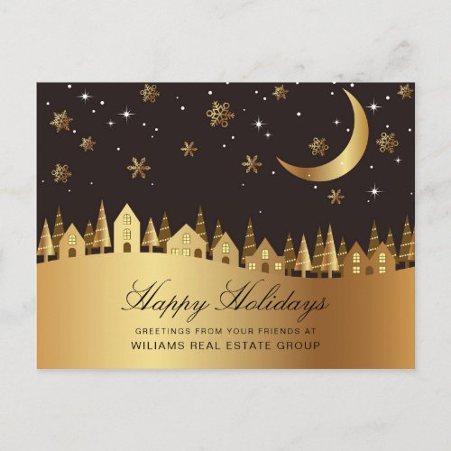 Christmas Holly Night Holiday Corporate Greeting Postcard