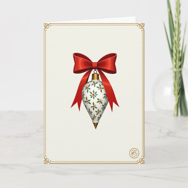 Christmas Holly Ornament Card (Front)