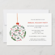 Christmas Holly Ornament Holiday Party Invitation