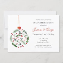 Christmas Holly Ornament Winter Engagement Party Invitation