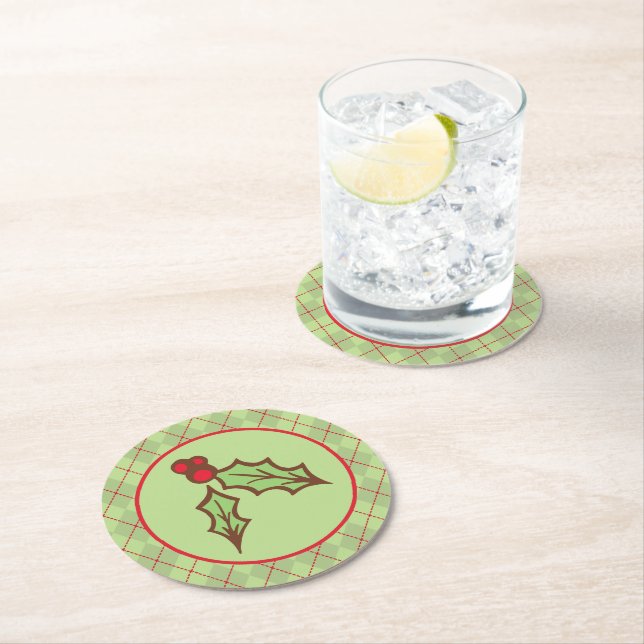 Christmas Holly Paper Coasters (Insitu)