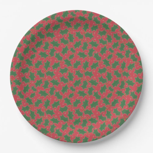 Christmas Holly Paper Plate