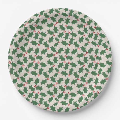 Christmas Holly Paper Plate