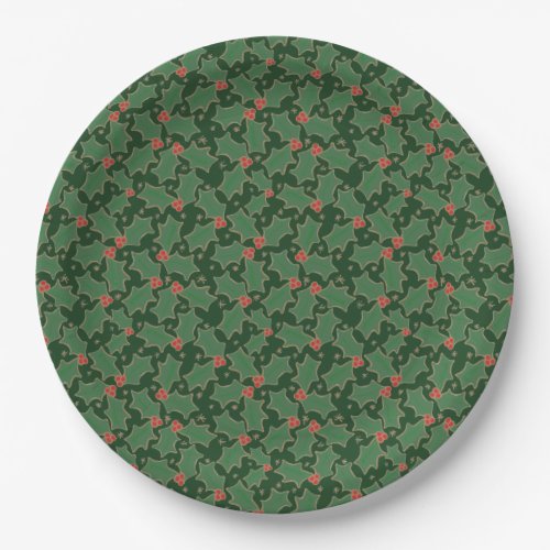 Christmas Holly Paper Plate