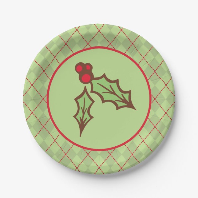 Christmas Holly Paper Plates (Front)